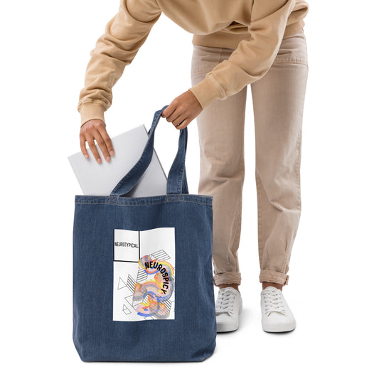 Organic denim tote bag